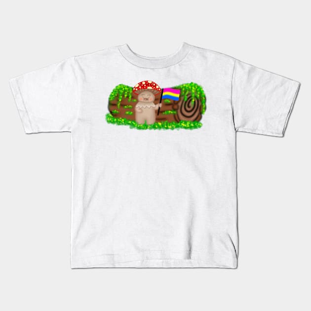 Pansexual Pride Mushroom Buddy Kids T-Shirt by SquishyBeeArt